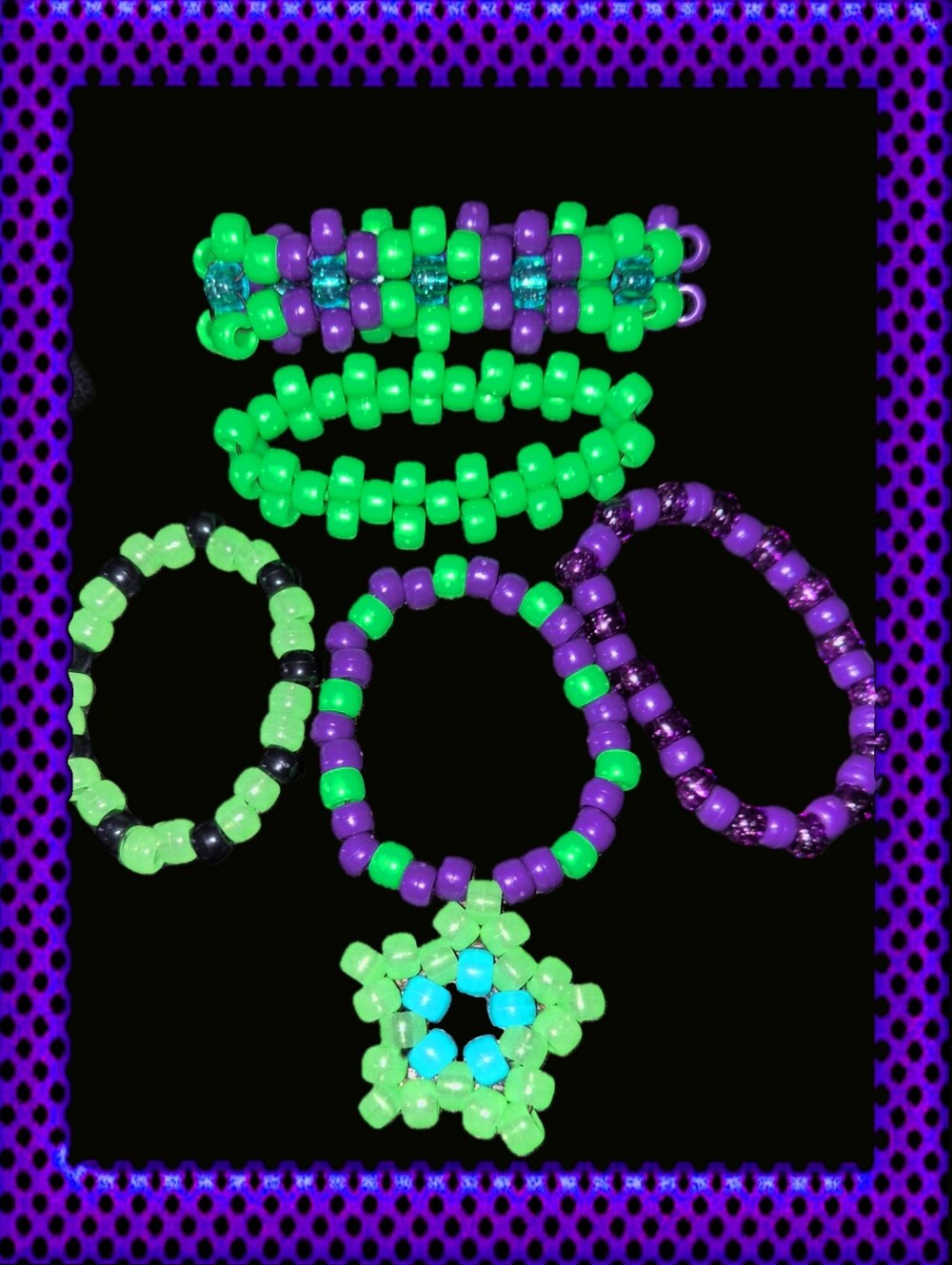 Green & Purple Kandi Stack